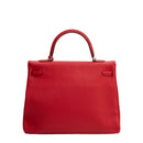 sac de seconde main kelly hermès  en cuir rouge  dos