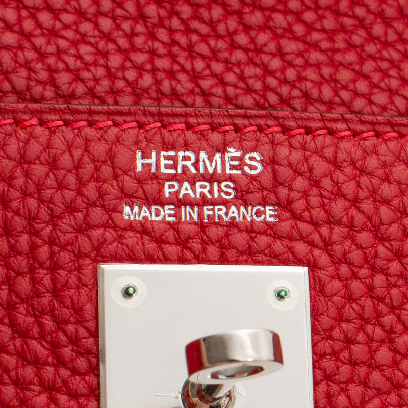 sac de seconde main kelly hermès  en cuir rouge  label