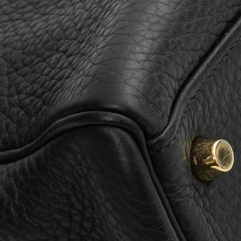 sac de seconde main kelly  hermes en cuir noir coin