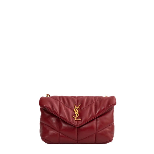 sac de seconde main loulou saint laurent en cuir rouge  face