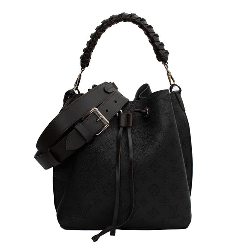 sac de seconde main mahina louis vuitton  en cuir noir face