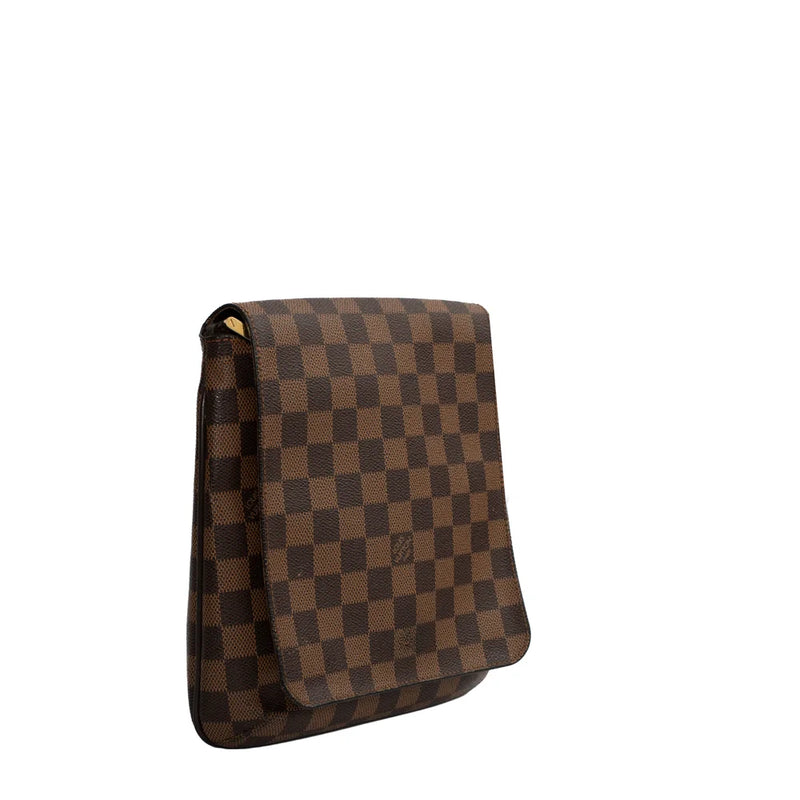 sac de seconde main musette salsa louis vuitton en toile damier marron côté