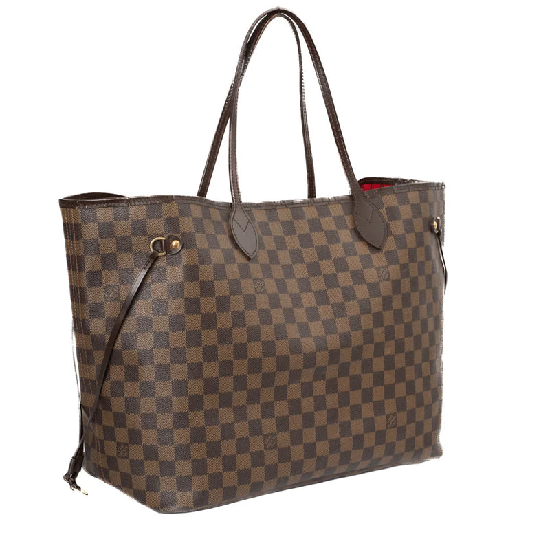 sac de seconde main neverfull louis vuitton  en toile damier ébène côté