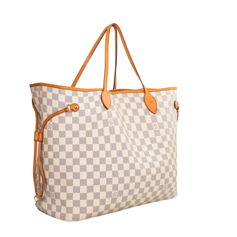 sac de seconde main neverfull louis vuitton en toile damier azur côté