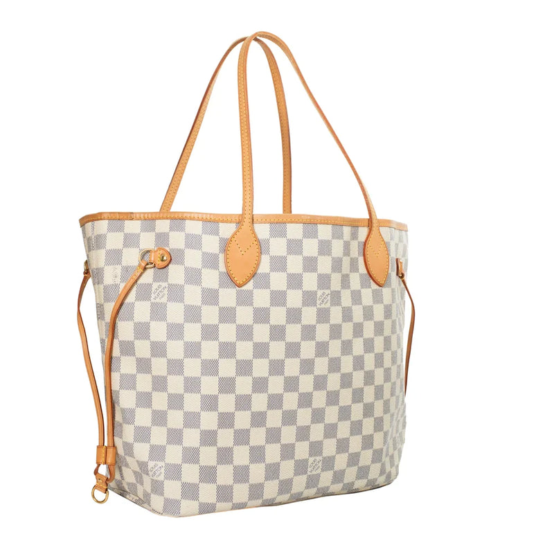 sac de seconde main neverfull louis vuitton  en toile damier azur côté