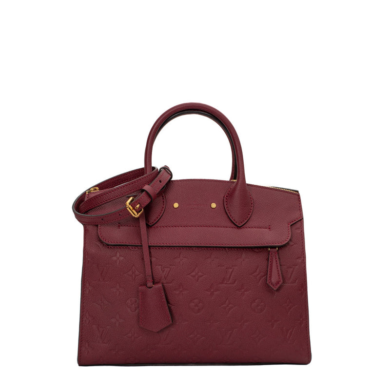 sac de seconde main pont neuf louis vuitton  en cuir bordeaux face