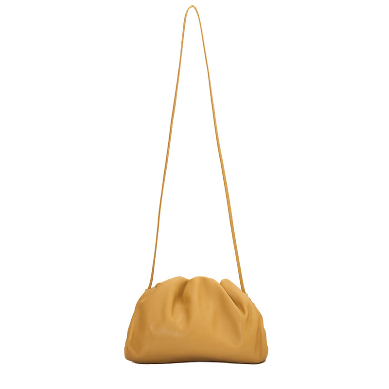 sac de seconde main pouch bottega veneta  en cuir jaune  face