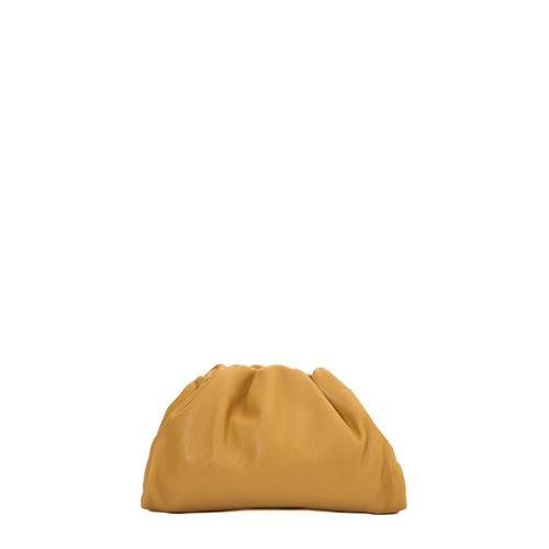 sac de seconde main pouch bottega veneta  en cuir jaune  face