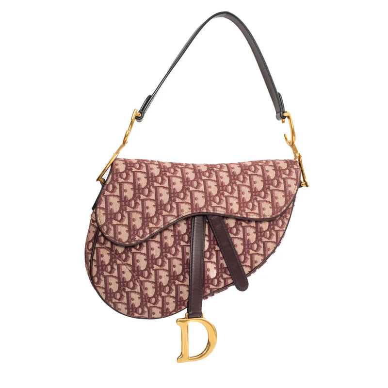 sac de seconde main saddle dior en coton bordeaux face