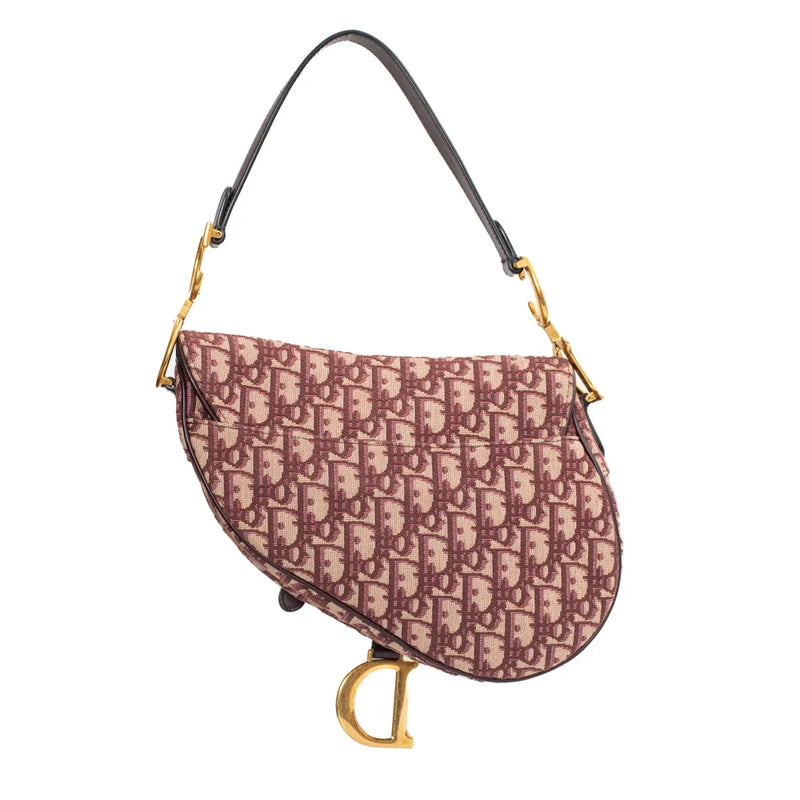 sac de seconde main saddle dior en coton bordeaux dos