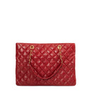 sac de seconde main shopping bag   chanel en cuir rouge  dos