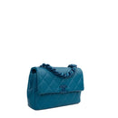 sac de seconde main single flap chanel en cuir bleu côté