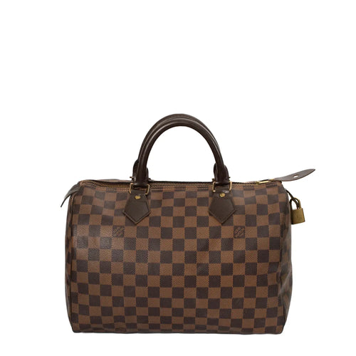 sac de seconde main speedy louis vuitton en toile damier ébène face