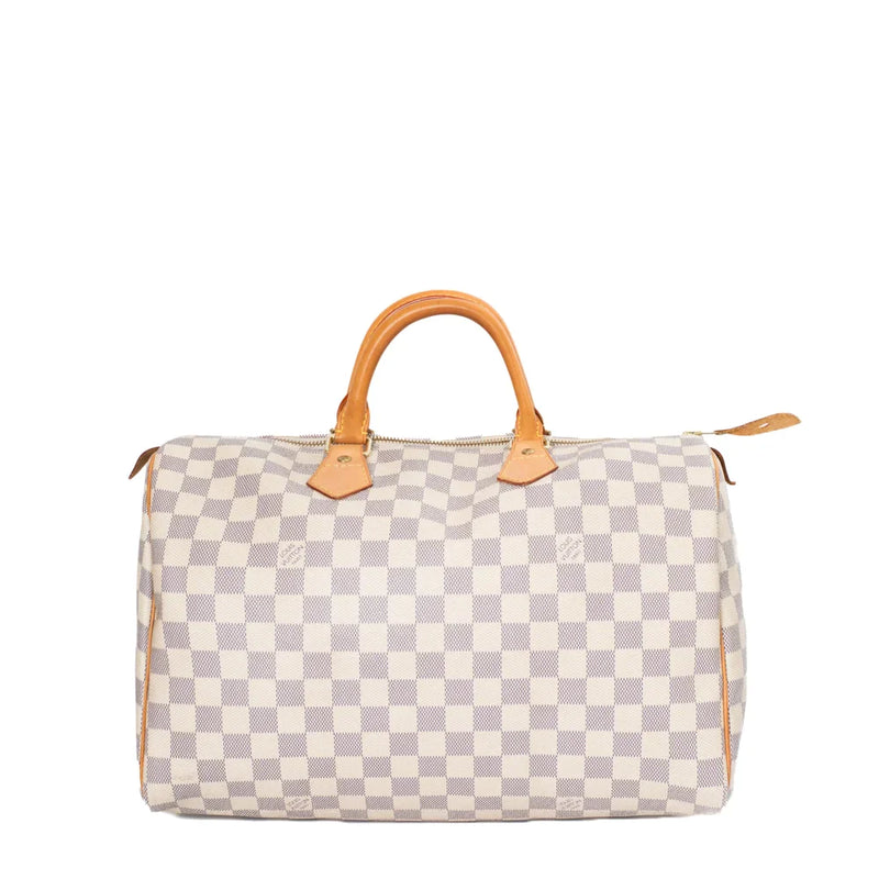 sac de seconde main speedy louis vuitton en toile damier azur face