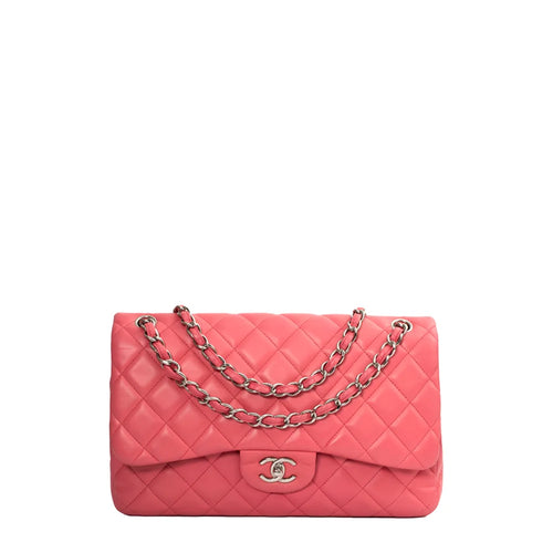 sac de seconde main timeless chanel en cuir rose face