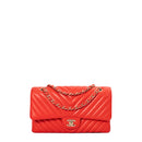 sac de seconde main timeless chanel  en cuir rouge face