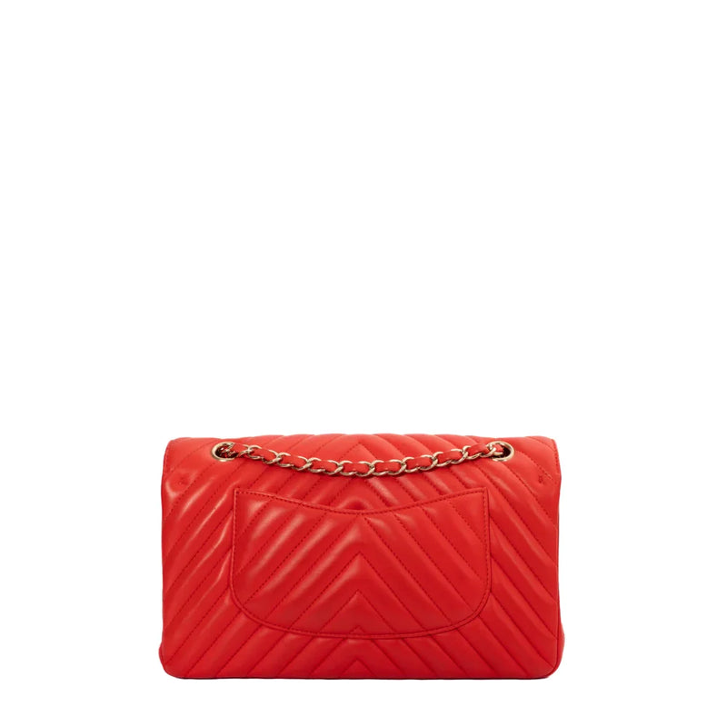 sac de seconde main timeless chanel  en cuir rouge dos