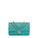 sac de seconde main timeless chanel en cuir bleu face