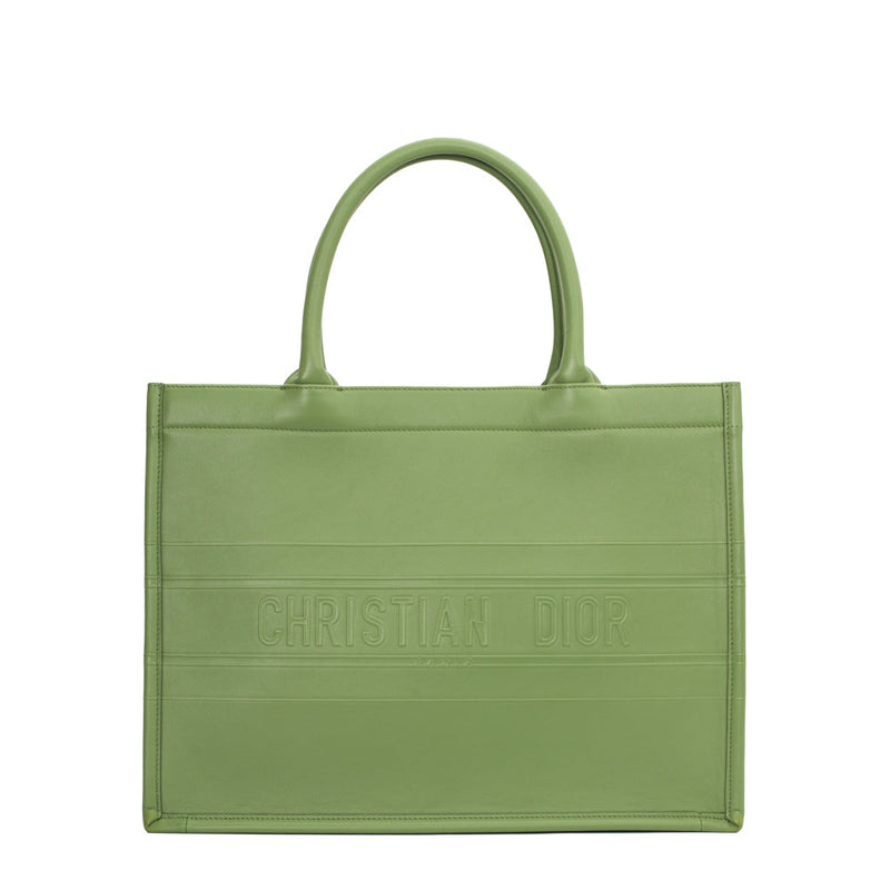 sac de seconde main dior book tote  dior  en cuir vert face