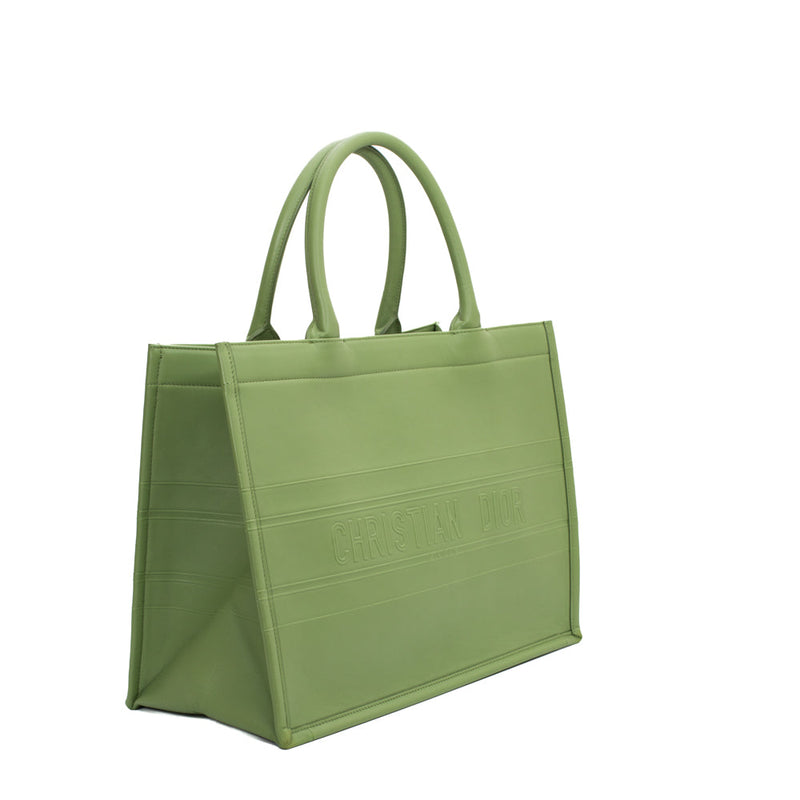 sac de seconde main dior book tote  dior  en cuir vert côté