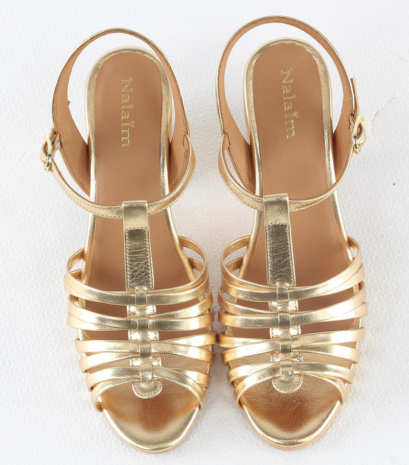 Sandales A Talon Jersey - Gold Sandales A Talon Nalaïm