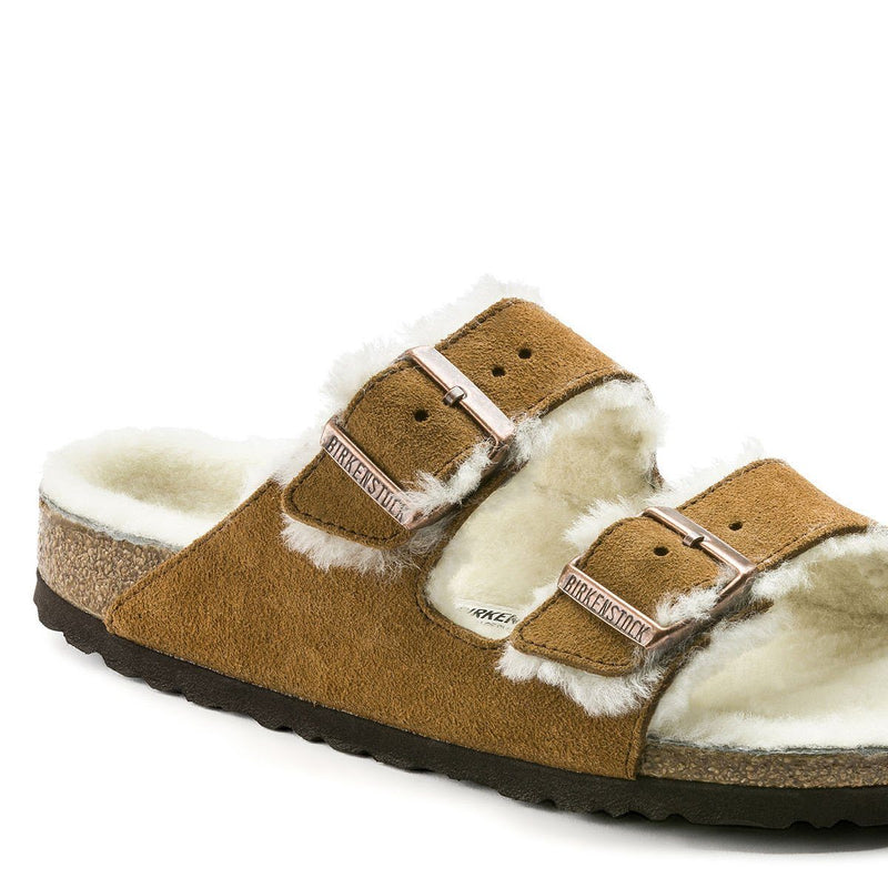 Sandals Arizona Fur Leather Sheepskin Mink - Woman - Birkenstock - The Bradery