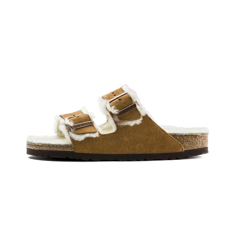 Sandals Arizona Fur Leather Sheepskin Mink - Woman - Birkenstock - The Bradery