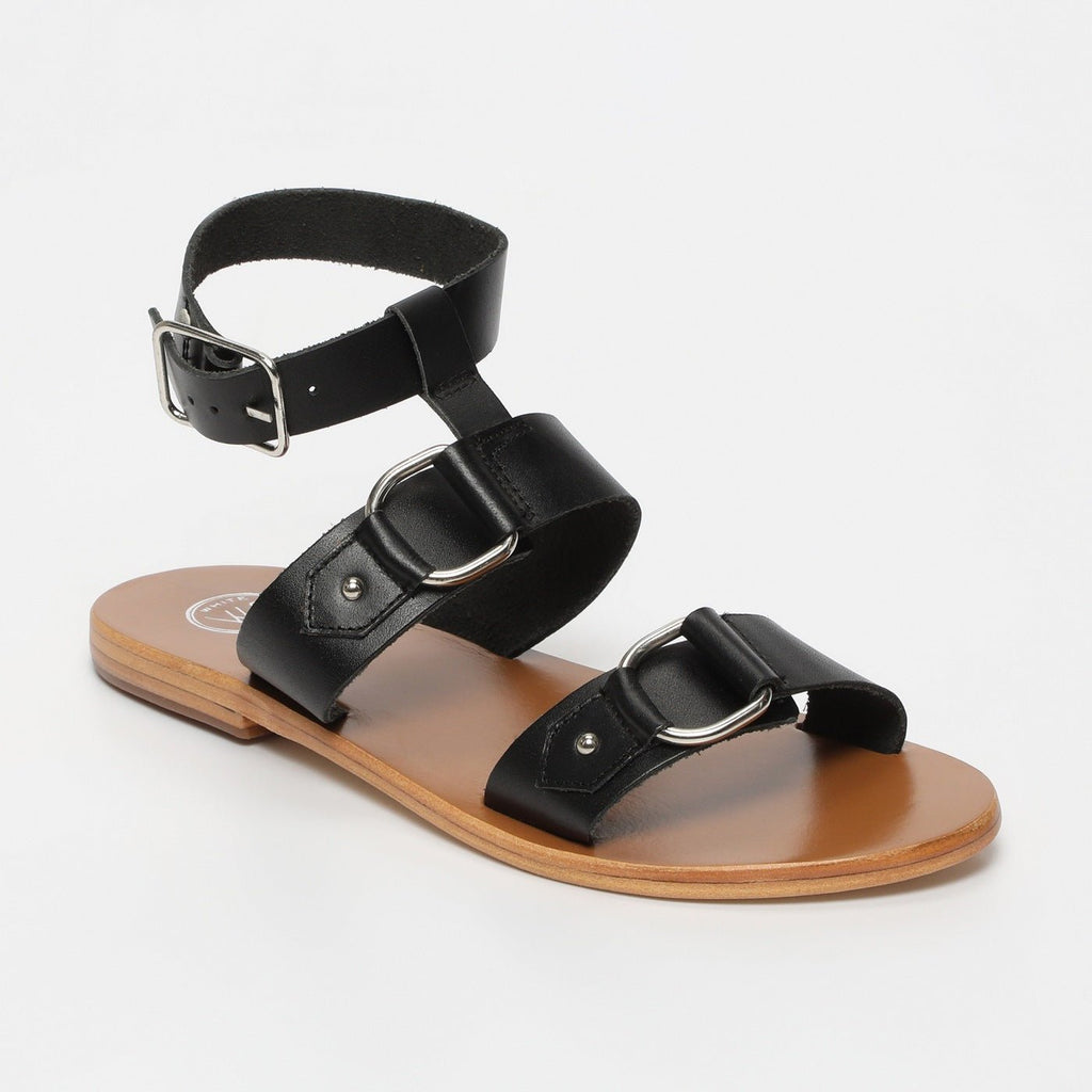 Bharathi Ankle Strap Sandals - Black - White Sun - White Sun* - The Bradery