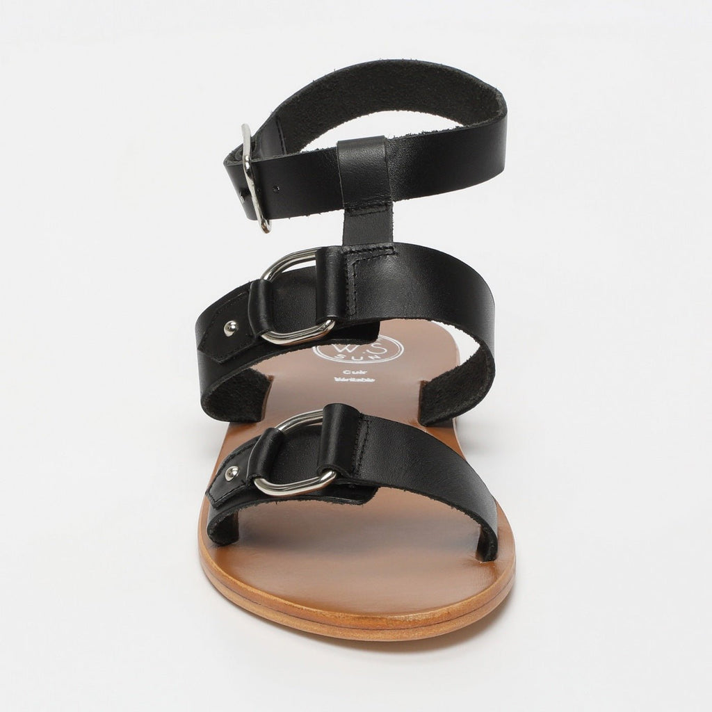 Bharathi Ankle Strap Sandals - Black - White Sun - White Sun* - The Bradery