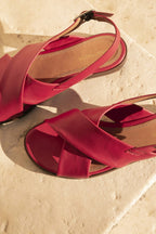 Axelle Smooth Goatskin Sandals - Red - Maison Toufet - The Bradery
