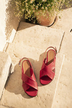Axelle Smooth Goatskin Sandals - Red - Maison Toufet - The Bradery