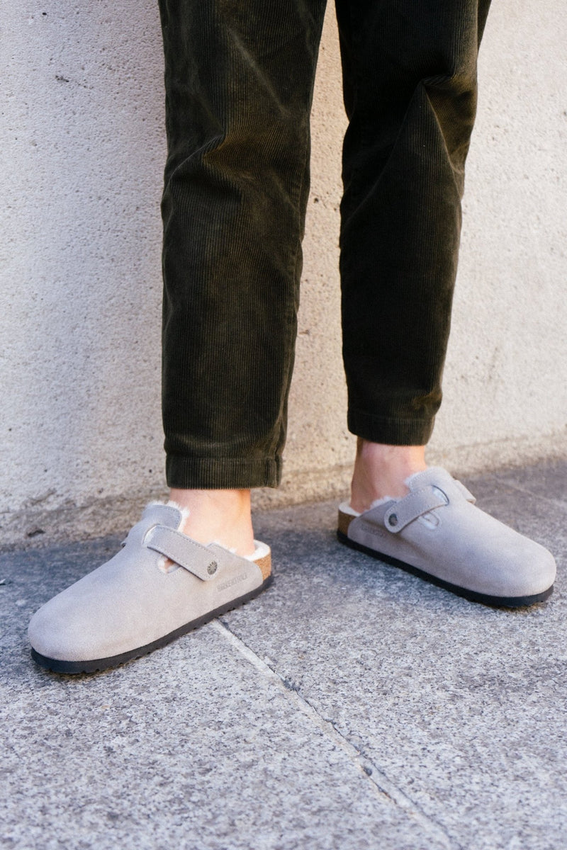 Sandales Boston Shearling - Gris - Homme - Birkenstock - The Bradery