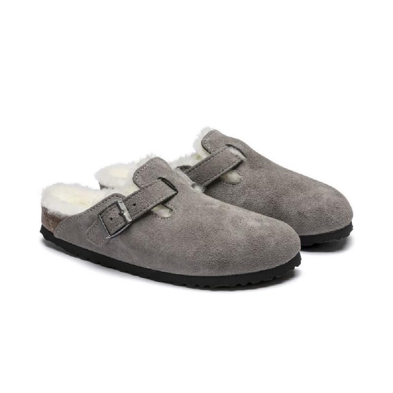 Sandales Boston Shearling - Gris - Homme - Birkenstock - The Bradery