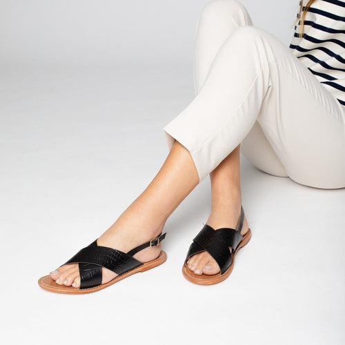 Sandales Essentielles Sibella - Black Croco Sandales Essentielles Les Bagatelles