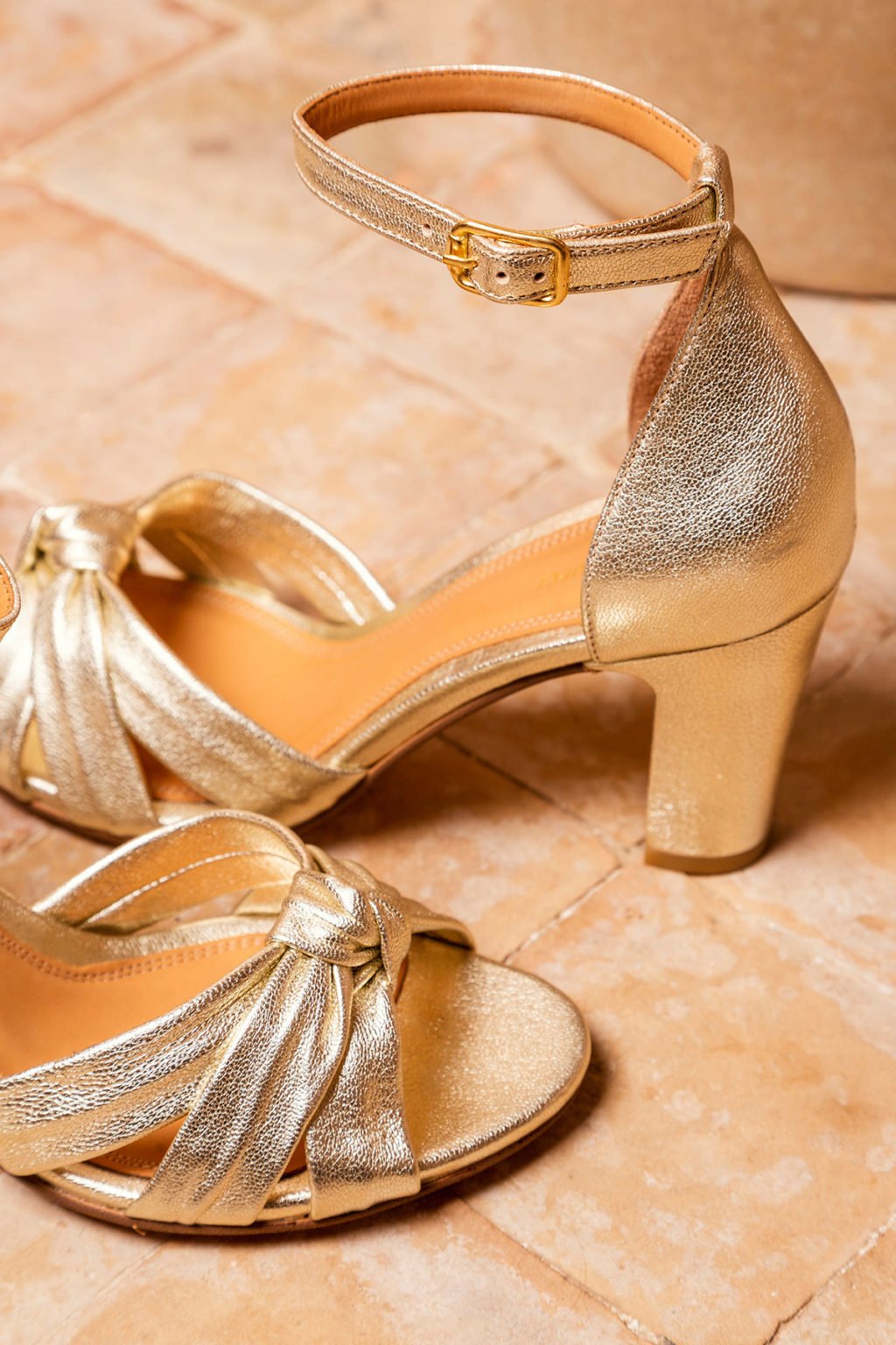 Fanny Metallic Goatskin Sandals - Gold - Maison Toufet - The Bradery