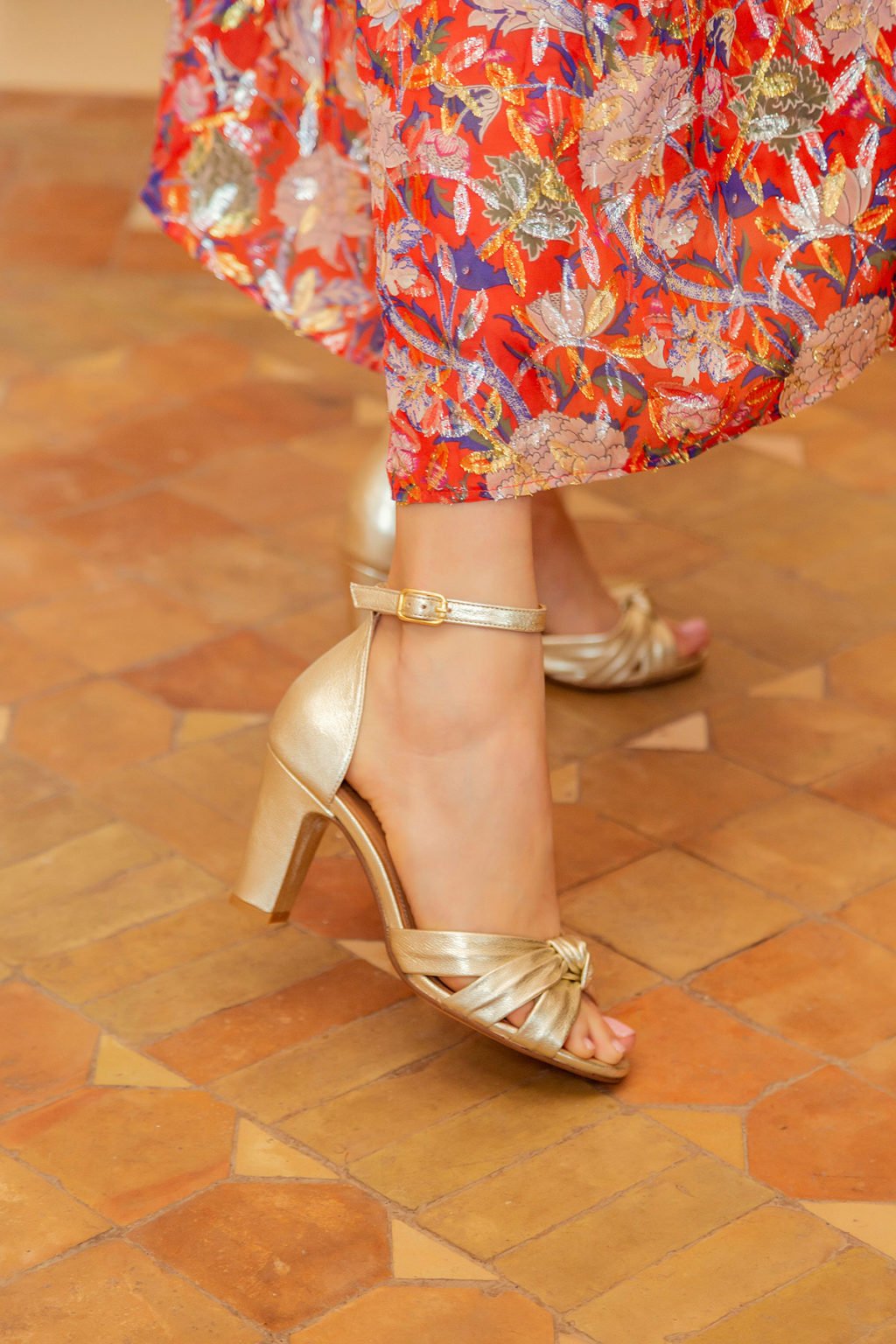 Fanny Metallic Goatskin Sandals - Gold - Maison Toufet - The Bradery
