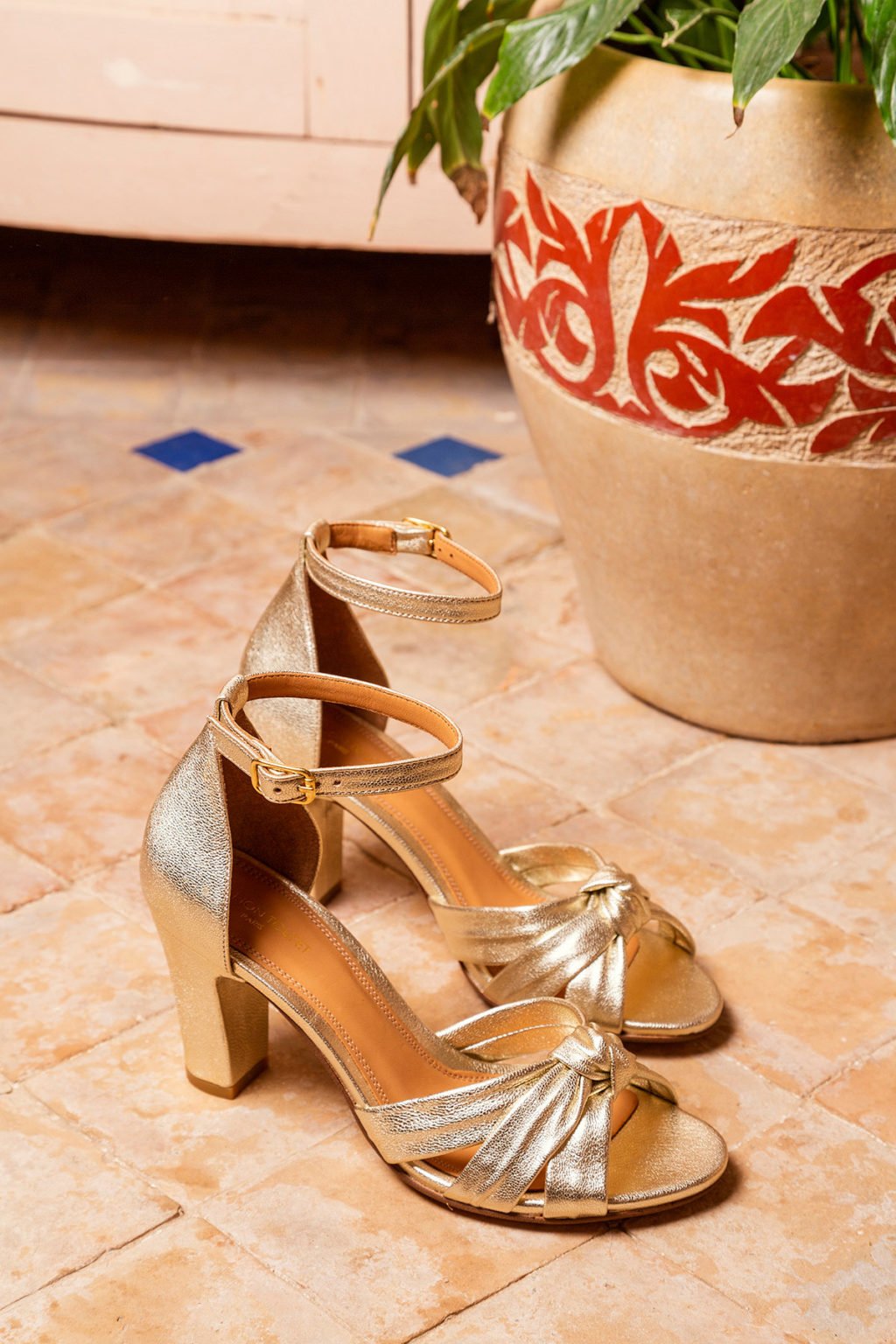 Fanny Metallic Goatskin Sandals - Gold - Maison Toufet - The Bradery