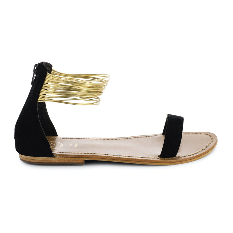 Sandalias Planas Atys - Negro / Dorado - Mujer - Sol Blanco - Sandalias Planas - Sol Blanco - The Bradery