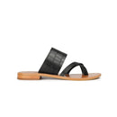 Sandales Plates Tiya - Croco Noir Sandales Couleur Pourpre