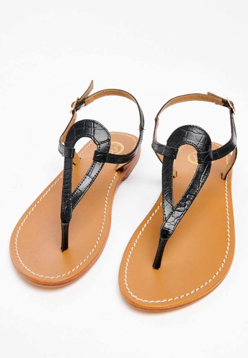 Sandales Varde - Black Croco - Femme Sandales White Sun