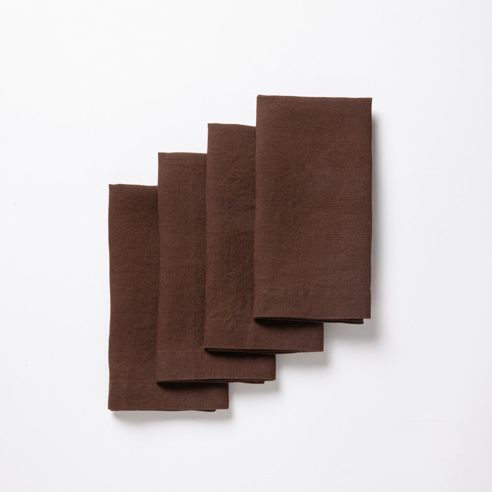 4 Serviettes - En Lin Lavé - Cacao