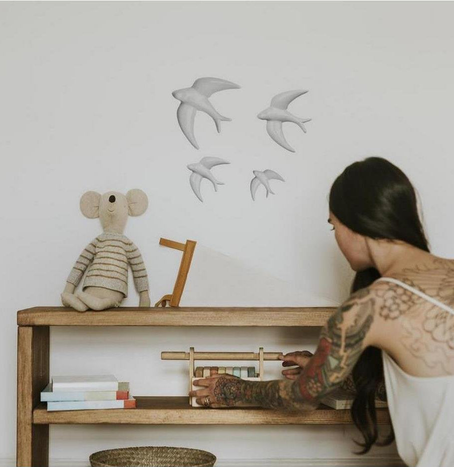 Set De 4 Hirondelles En Céramique - Blanc - Really Nice Things - The Bradery
