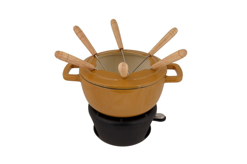 Set Fondue En Fonte 6 Fourchettes - Fontestic - Ambre/Doré - Cosy & Trendy - The Bradery