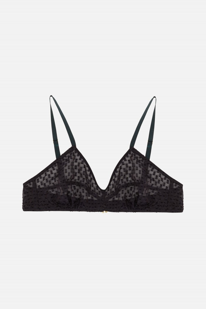 Mystic Cut Yarn Bra - Charcoal
