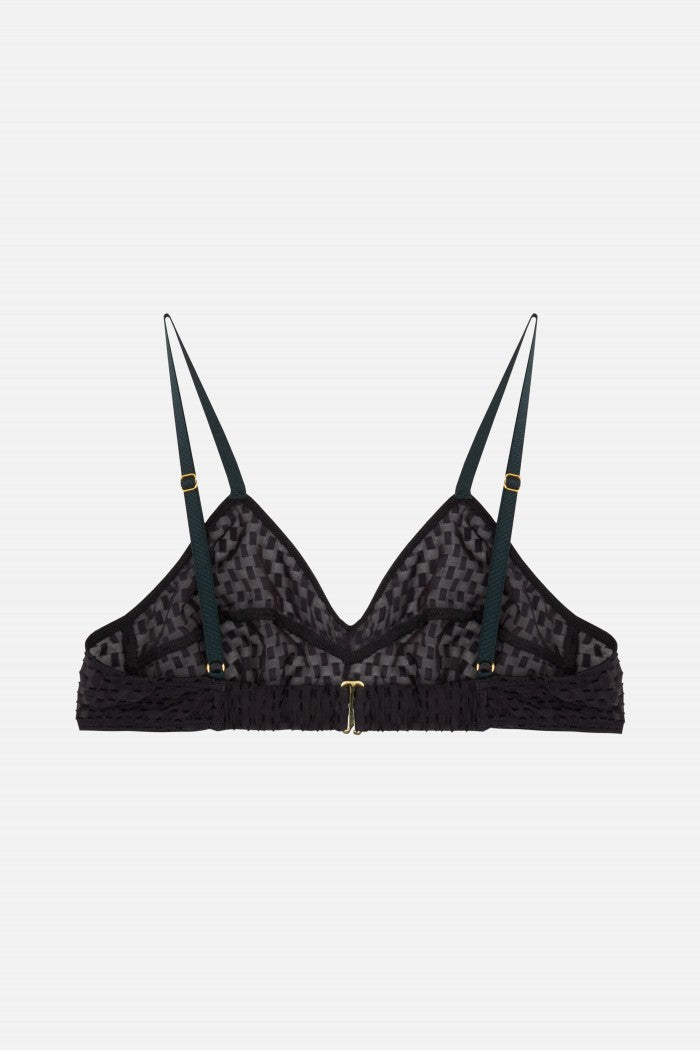 Mystic Cut Yarn Bra - Charcoal