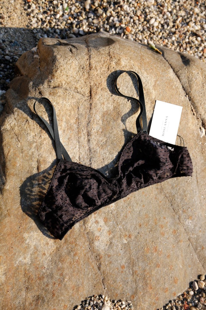 Mystic Cut Yarn Bra - Charcoal