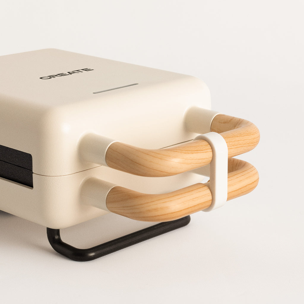 Stone Studio Individual - Croque-Monsieur Maker, Grill & Waffle Maker with Interchangeable Plates - Off-White