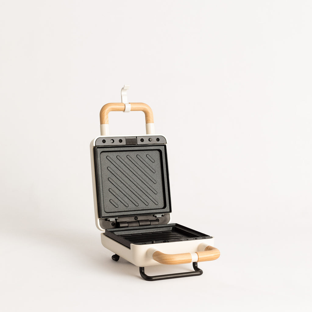 Stone Studio Individual - Croque-Monsieur Maker, Grill & Waffle Maker with Interchangeable Plates - Off-White