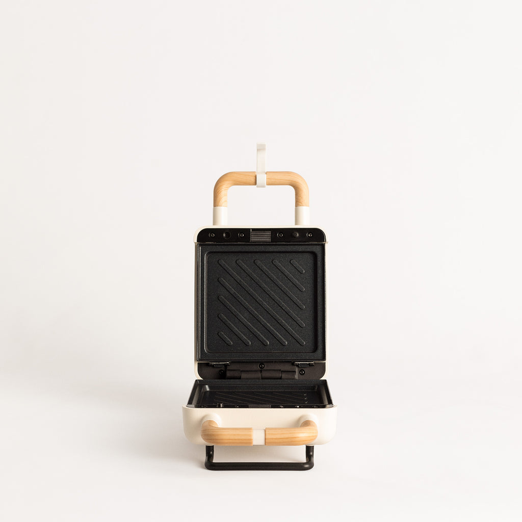 Stone Studio Individual - Croque-Monsieur Maker, Grill & Waffle Maker with Interchangeable Plates - Off-White