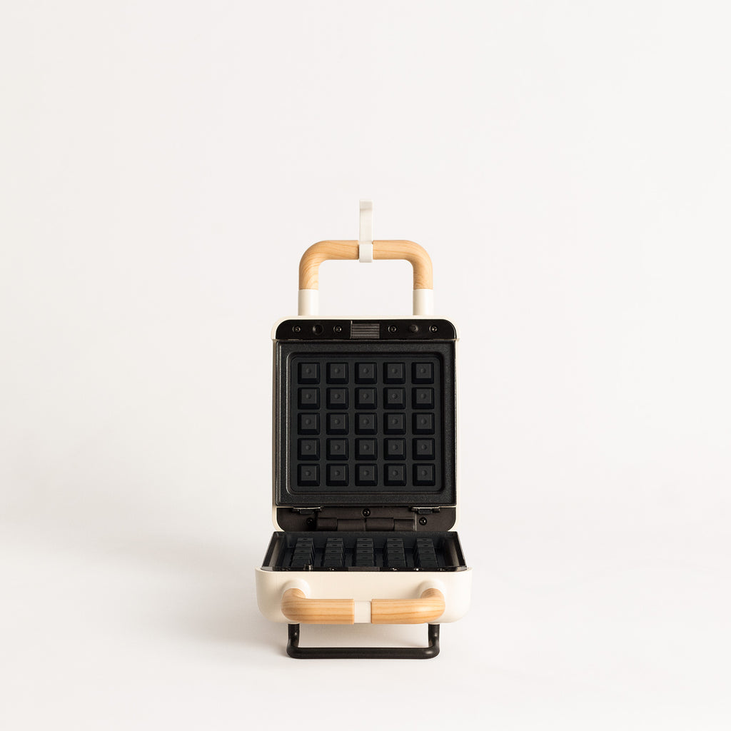 Stone Studio Individual - Croque-Monsieur Maker, Grill & Waffle Maker with Interchangeable Plates - Off-White